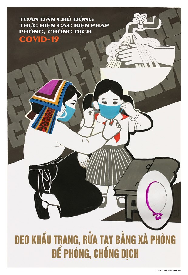 Hoa sy Viet hao hung ve tranh co dong phong, chong dich COVID-19 hinh anh 5