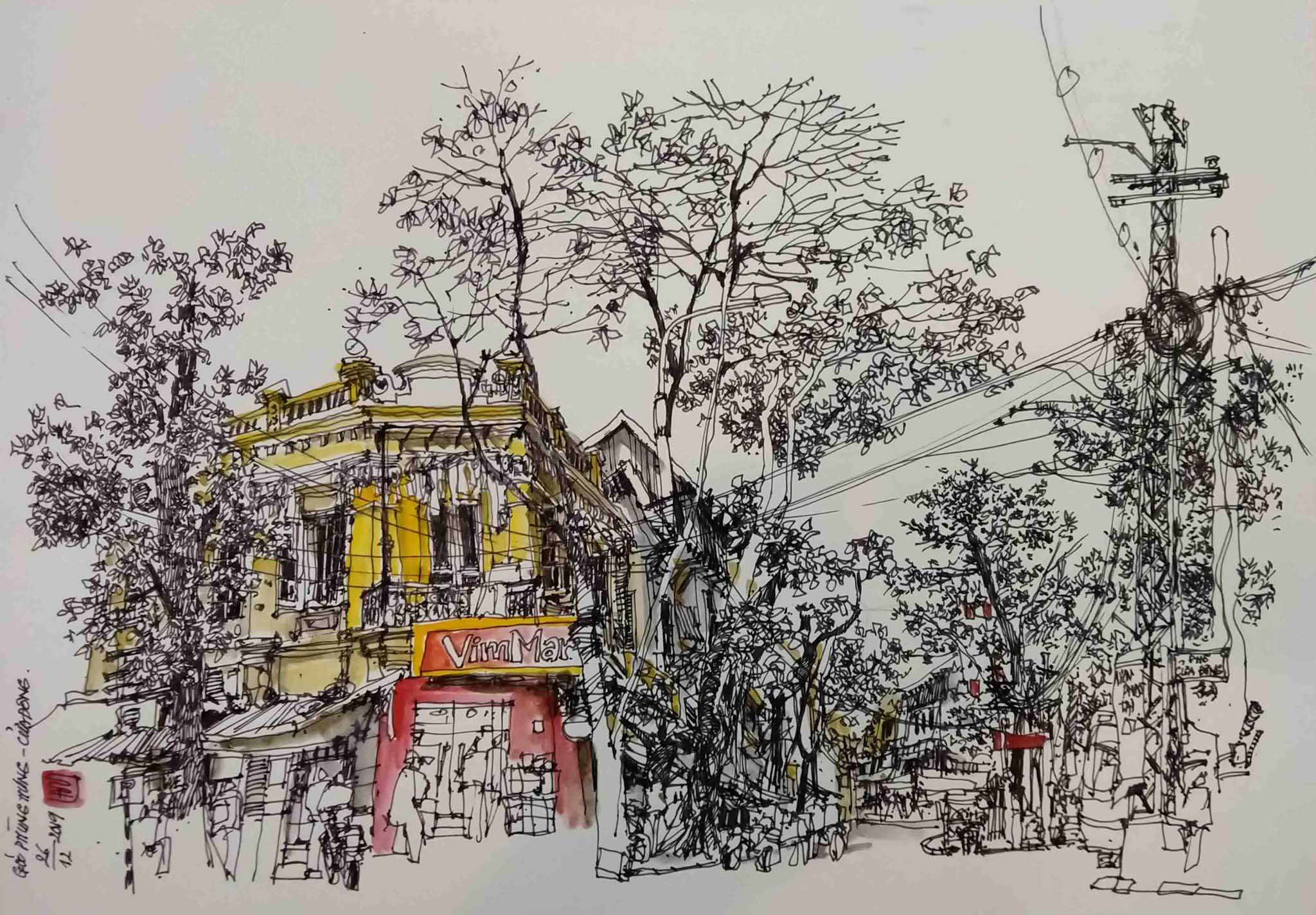 Ký họa: Góc Phùng Hưng - Cửa Đông Tác giả: Nguyễn Hoàng Lâm