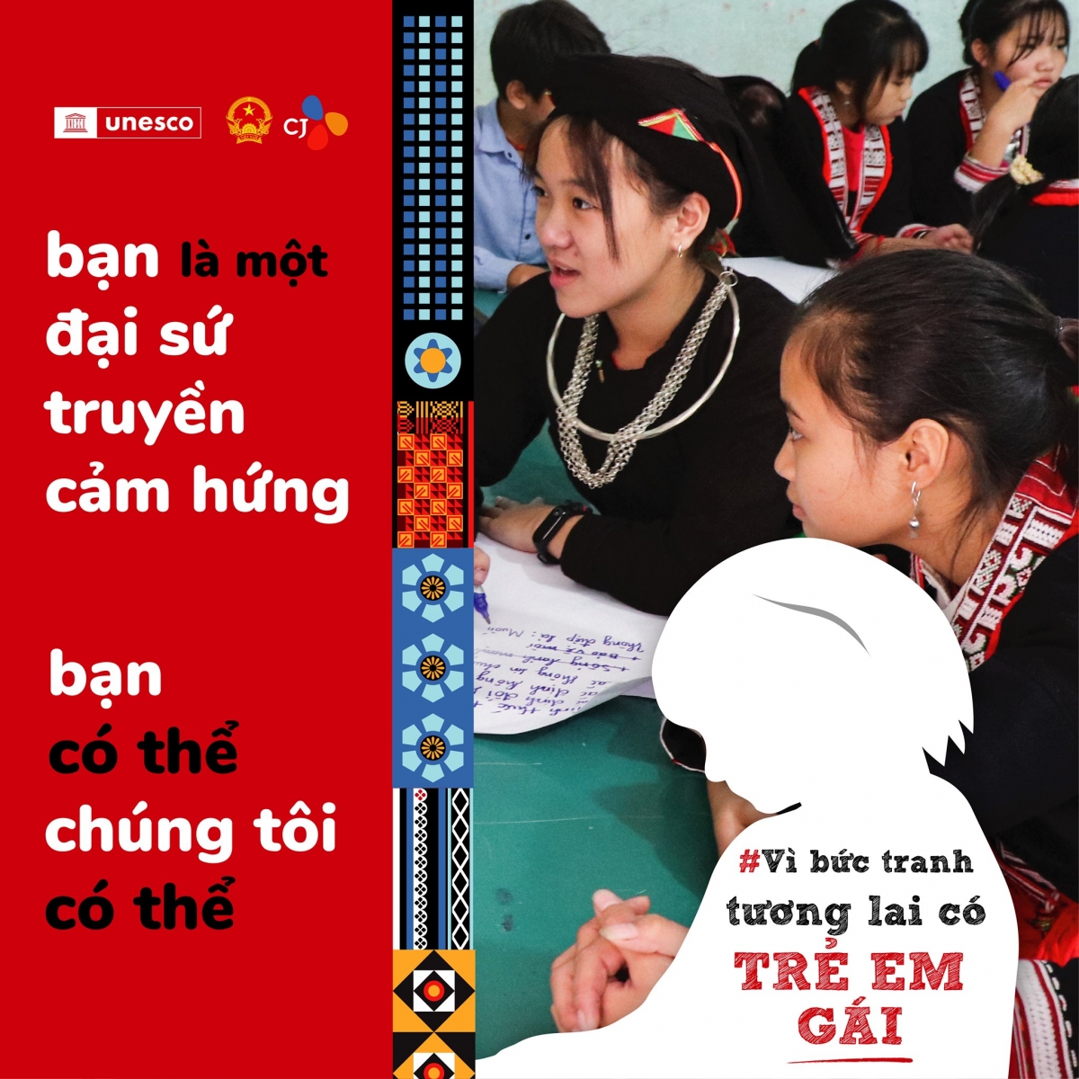 Một trong những poster của chiến dịch "Vì bức tranh tương lai có trẻ em gái" tại Việt Nam 