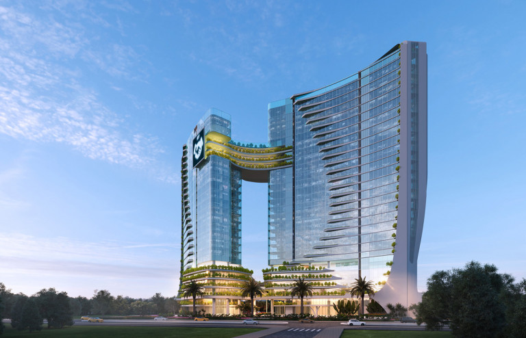 Dự án ICT Complex nhìn từ hướng Hồ Tây và sông Hồng.